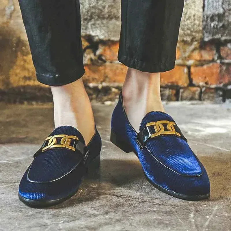 Plus Size 48 Corduroy Material Fashion Men Loafers Shoes Slip On Dress Shoes