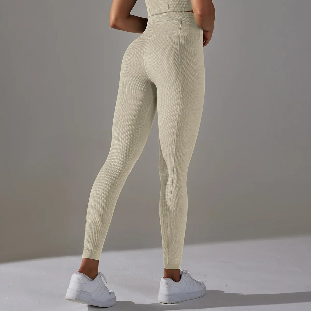 Seamless High-Waist Yoga Leggings for Women – Dot Tummy Control, Non-See-Through Gym Fitness Pants