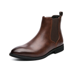 Winter Ankle Chelsea Leather Pointed Toe Boots For Men