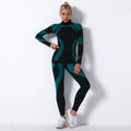 Breathable Yoga Workout Long Sleeve Shirt Leggings Set Gym Sports Fitness Striped Pants Suit For Women