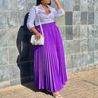 Pleated Midi Skirt with Belt - Elegant A-Line Skirt for Women