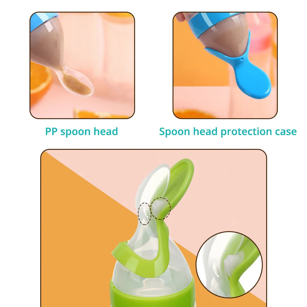 Softuru Baby Feeding Bottle – Silicone Spoon Milk & Cereal Feeder