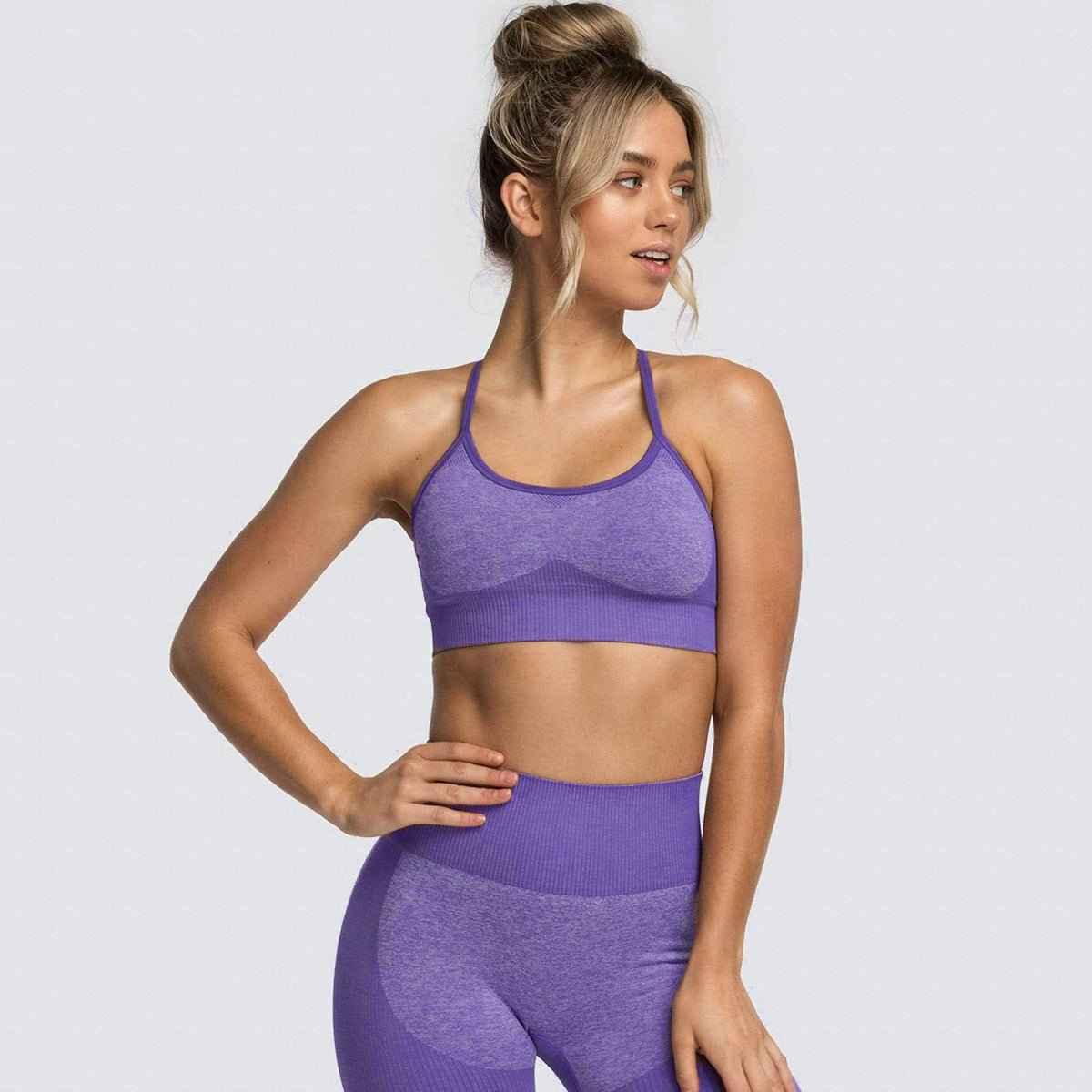 2 Piece Set Seamless Gym Wear Leggings for Women with Breathable Yoga Bra - High Quality Activewear