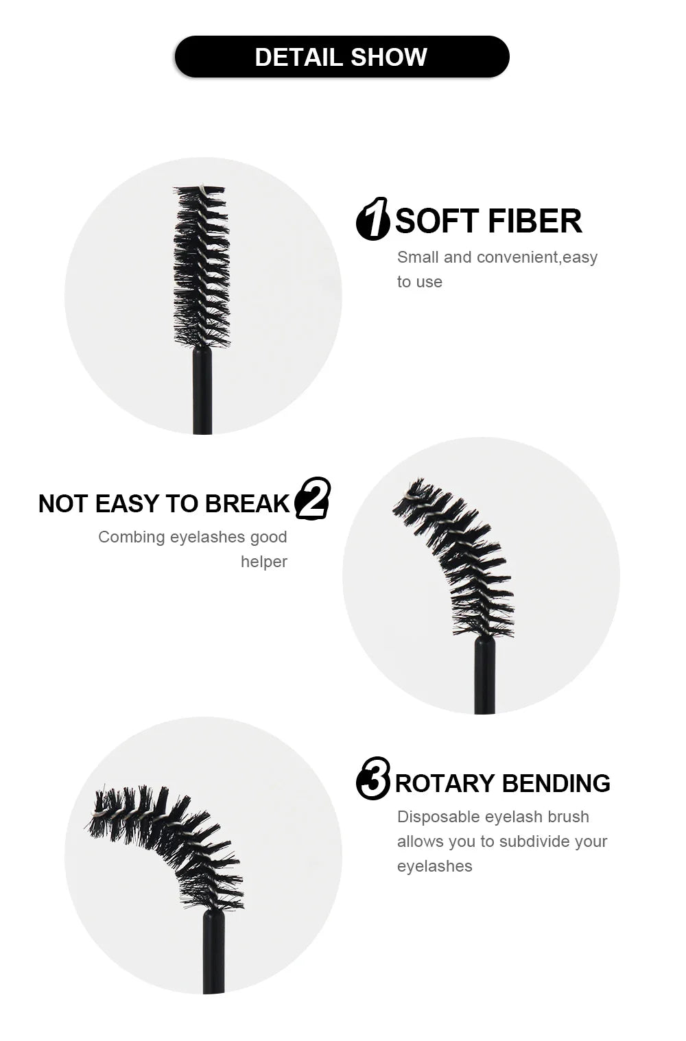 ANNAFRIS 50Pcs  Disposable Eyelash  Brush Soft Head Crystal Eyebrow Brush Lash Extension Brush  Mascara Wand Makeup Tool