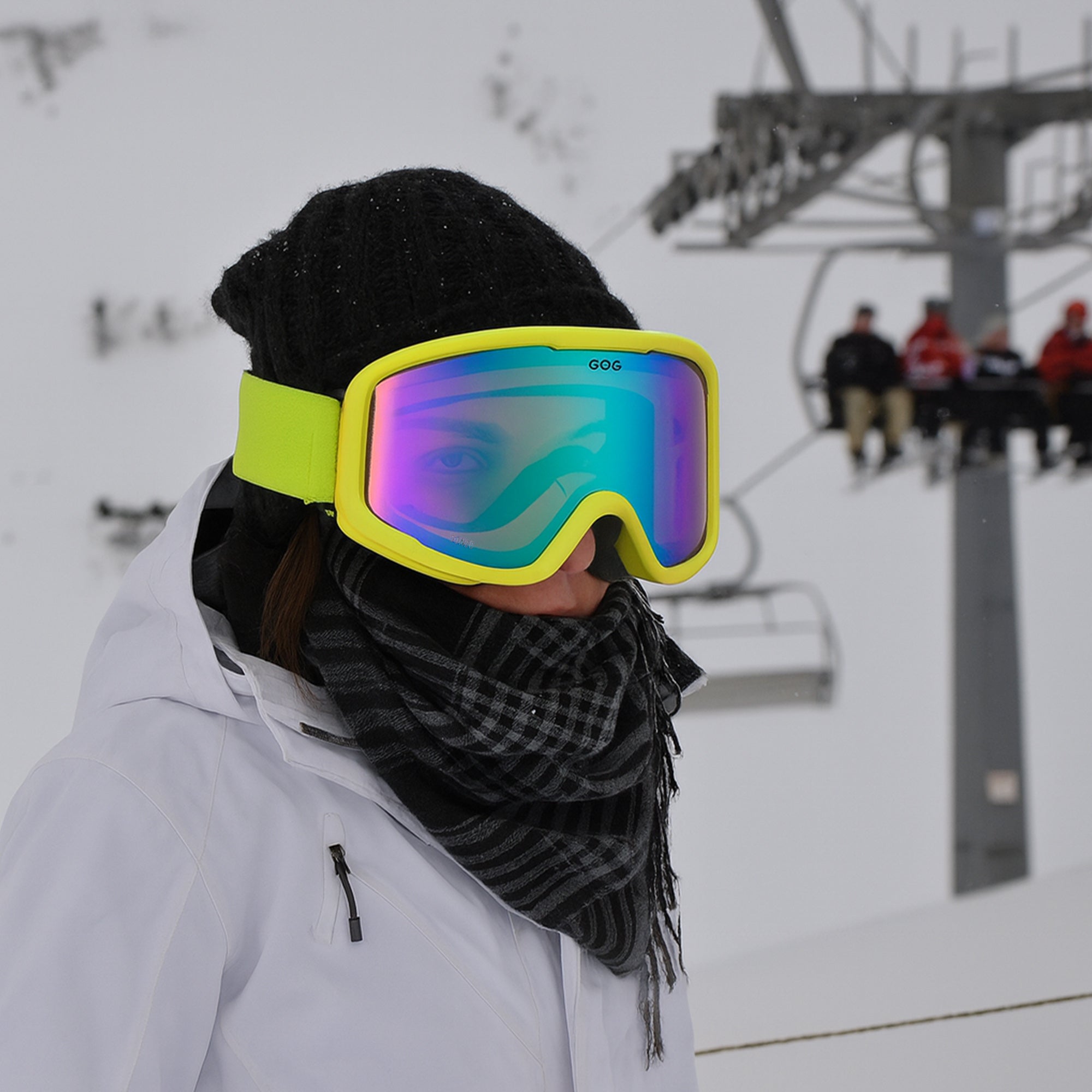 Gonzo UV400 Ski Snowboard Goggles with Anti-Fog Mirror Hydrophobic Double Lens