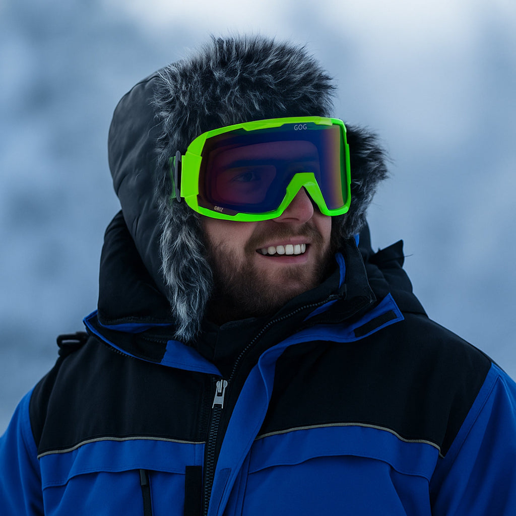 Griz UV400 Ski Snowboard Goggles with Anti-Fog Mirror Hydrophobic Double Lens