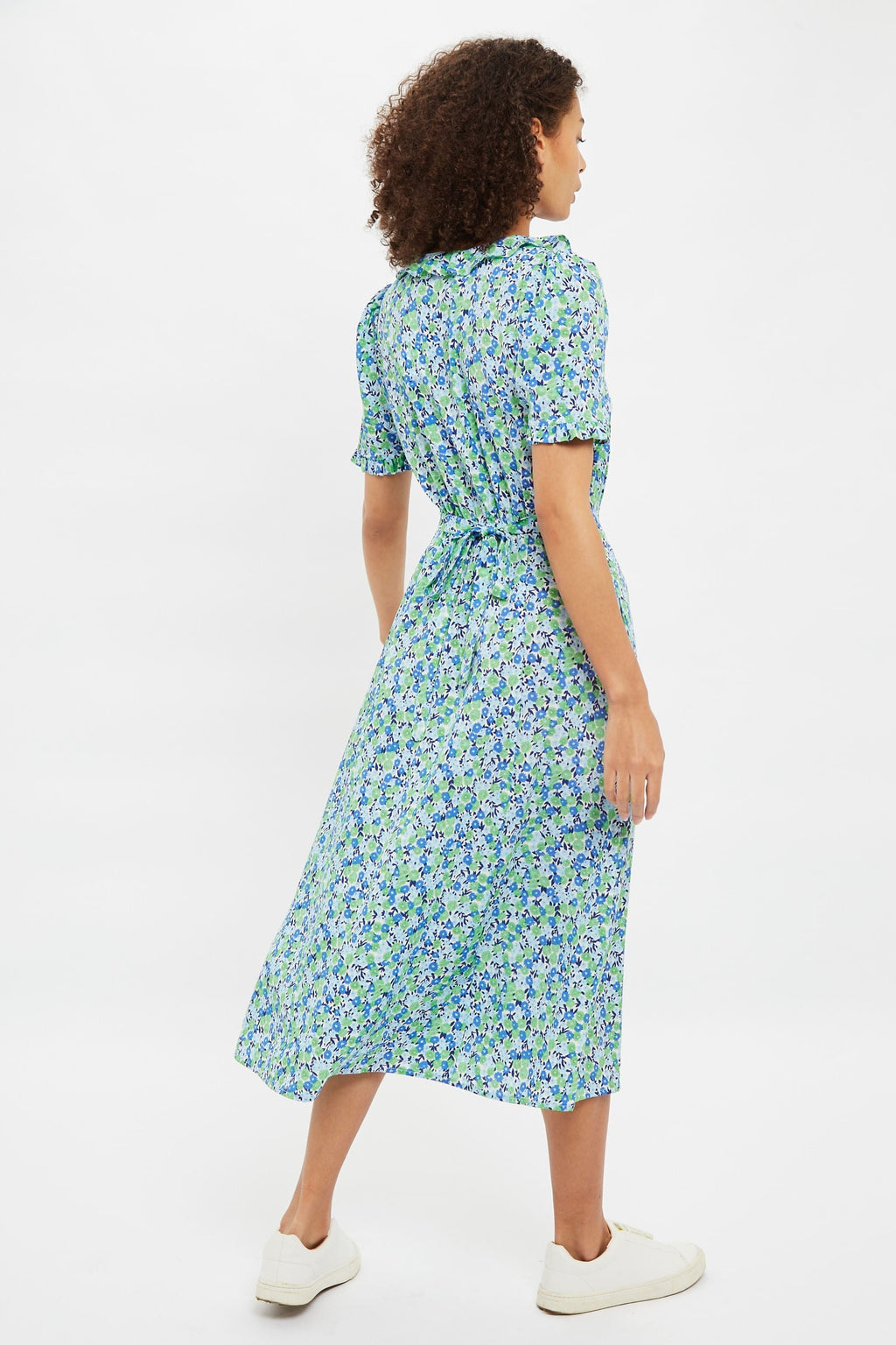 Louche Halcyon Flower Bed Print Short Sleeve Midi Dress