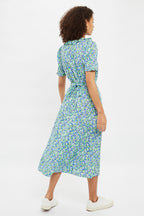 Louche Halcyon Flower Bed Print Short Sleeve Midi Dress