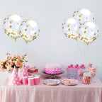 5 PCS 12 inch Transparent Gold Sequins Confetti Balloons, Holiday Party Wedding Decoration Confetti Balloons, Random Style Delivery, 12 inch Sequins Confetti Balloons