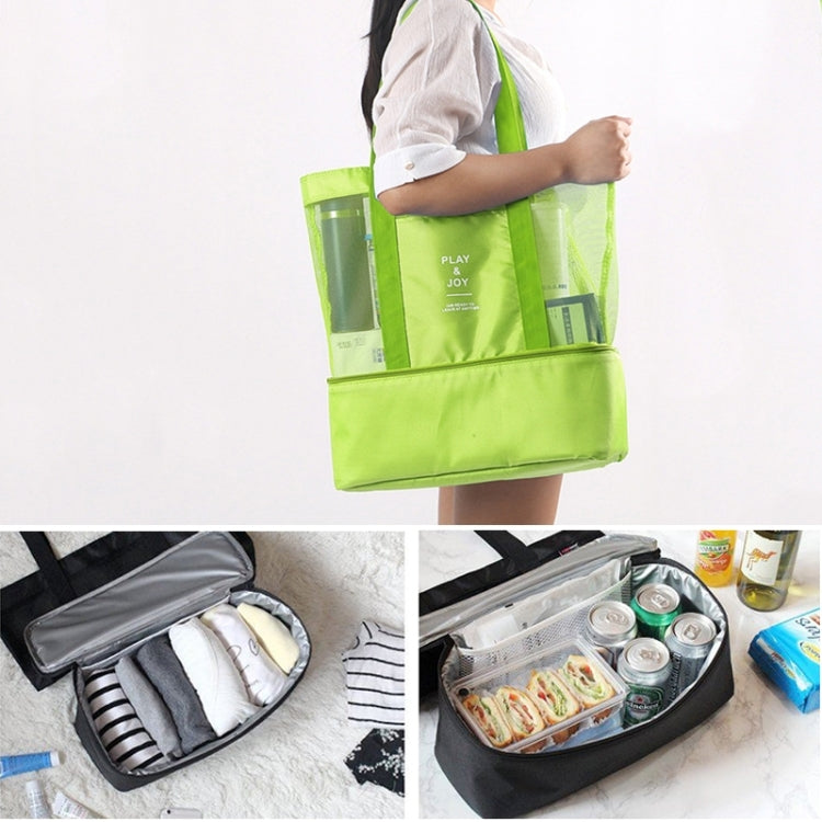 Portable Double Layer Mesh Sport Duffel Beach Picnic Shoulder Storage Bag Handbag, Double Layer Handbag(Green), Double Layer Handbag(Blue), Double Layer Handbag(Red)