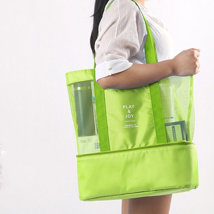 Portable Double Layer Mesh Sport Duffel Beach Picnic Shoulder Storage Bag Handbag, Double Layer Handbag(Green), Double Layer Handbag(Blue), Double Layer Handbag(Red)