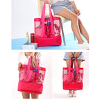 Portable Double Layer Mesh Sport Duffel Beach Picnic Shoulder Storage Bag Handbag, Double Layer Handbag(Green), Double Layer Handbag(Blue), Double Layer Handbag(Red)