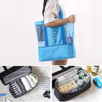 Portable Double Layer Mesh Sport Duffel Beach Picnic Shoulder Storage Bag Handbag, Double Layer Handbag(Green), Double Layer Handbag(Blue), Double Layer Handbag(Red)