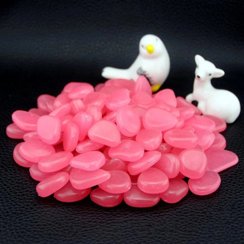 100 PCS Glow in The Dark Garden Pebbles for Walkways & Decoration and Plants Luminous Stones