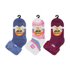 Ladies 3 Pair Multipack Fluffy Fleece Slipper Bed Socks with Non Slip Grips