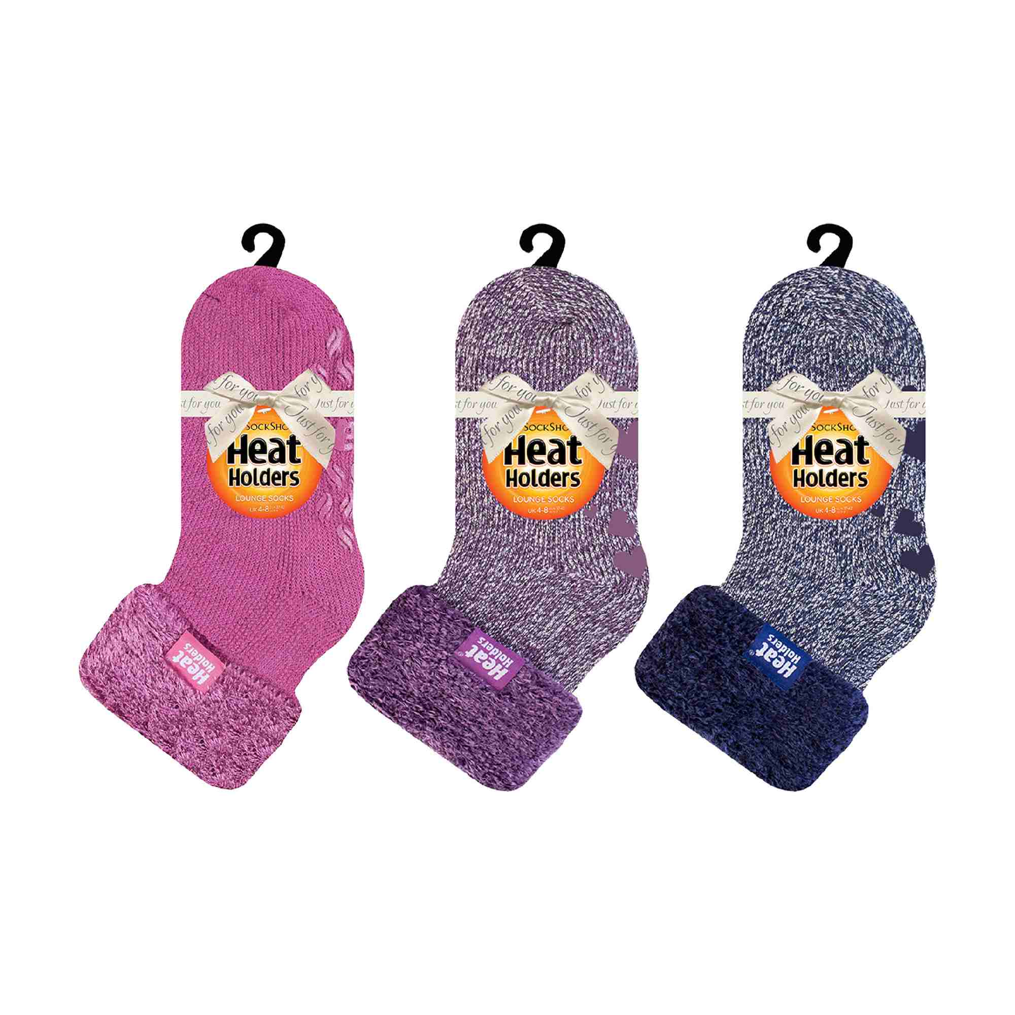 Ladies 3 Pair Multipack Fluffy Fleece Slipper Bed Socks with Non Slip Grips