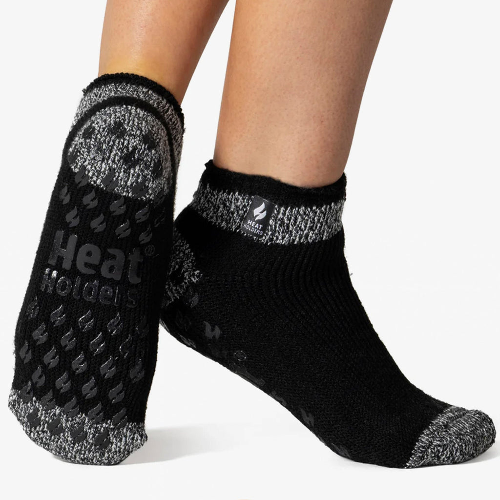 3 Pair Ladies Ankle Slipper Socks | Fleece Low Cut Fluffy Socks with Grippers