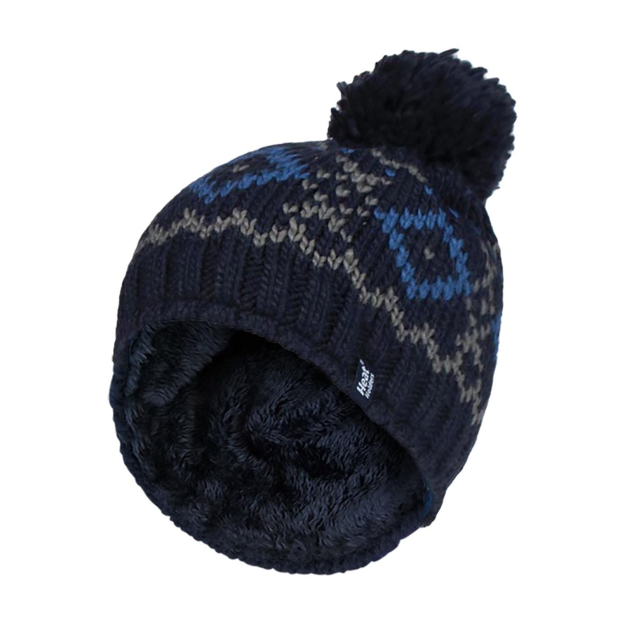 Mens Fleece Lined Thermal Winter Warm Beanie Bobble Hat with Pom Pom