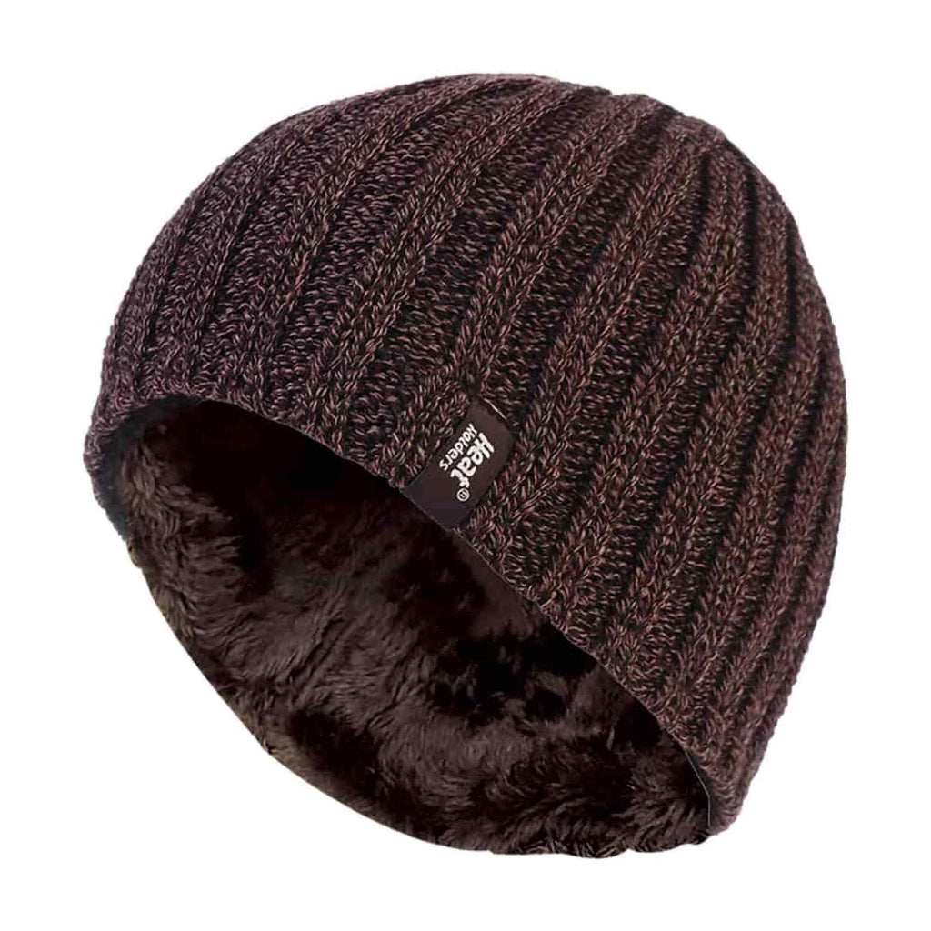 Mens 3.4 TOG Soft Fleece Lined Ribbed Knitted Thermal Winter Hat
