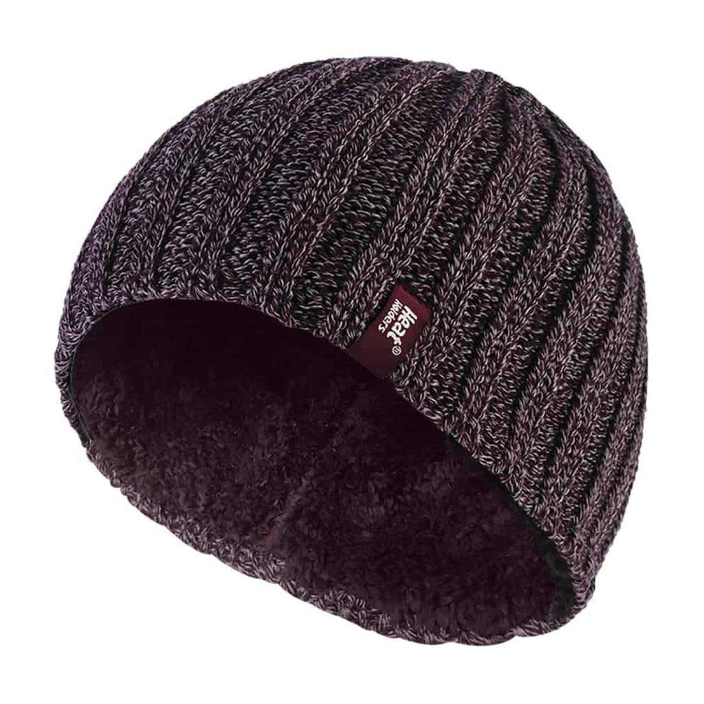 Mens 3.4 TOG Soft Fleece Lined Ribbed Knitted Thermal Winter Hat