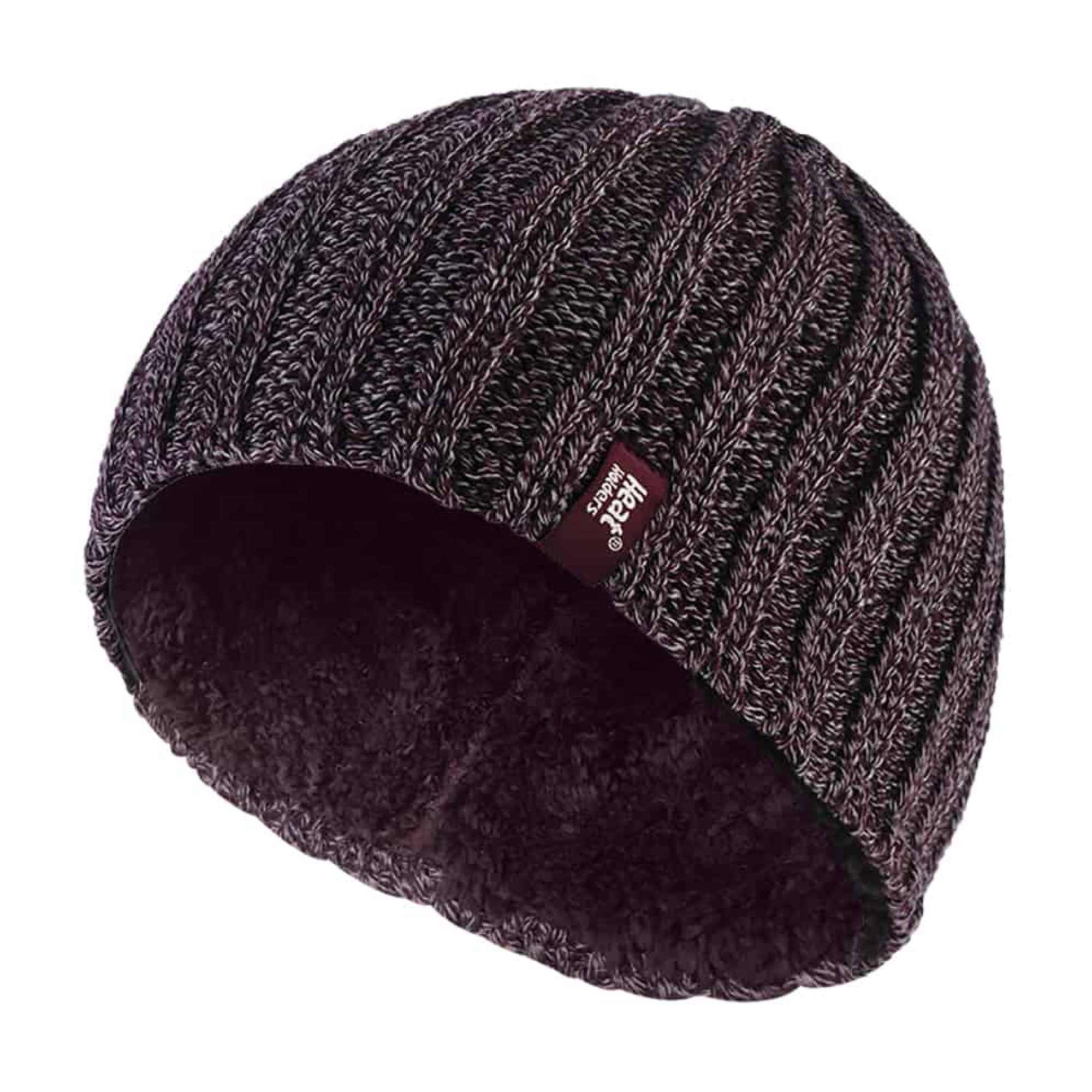 Mens 3.4 TOG Soft Fleece Lined Ribbed Knitted Thermal Winter Hat