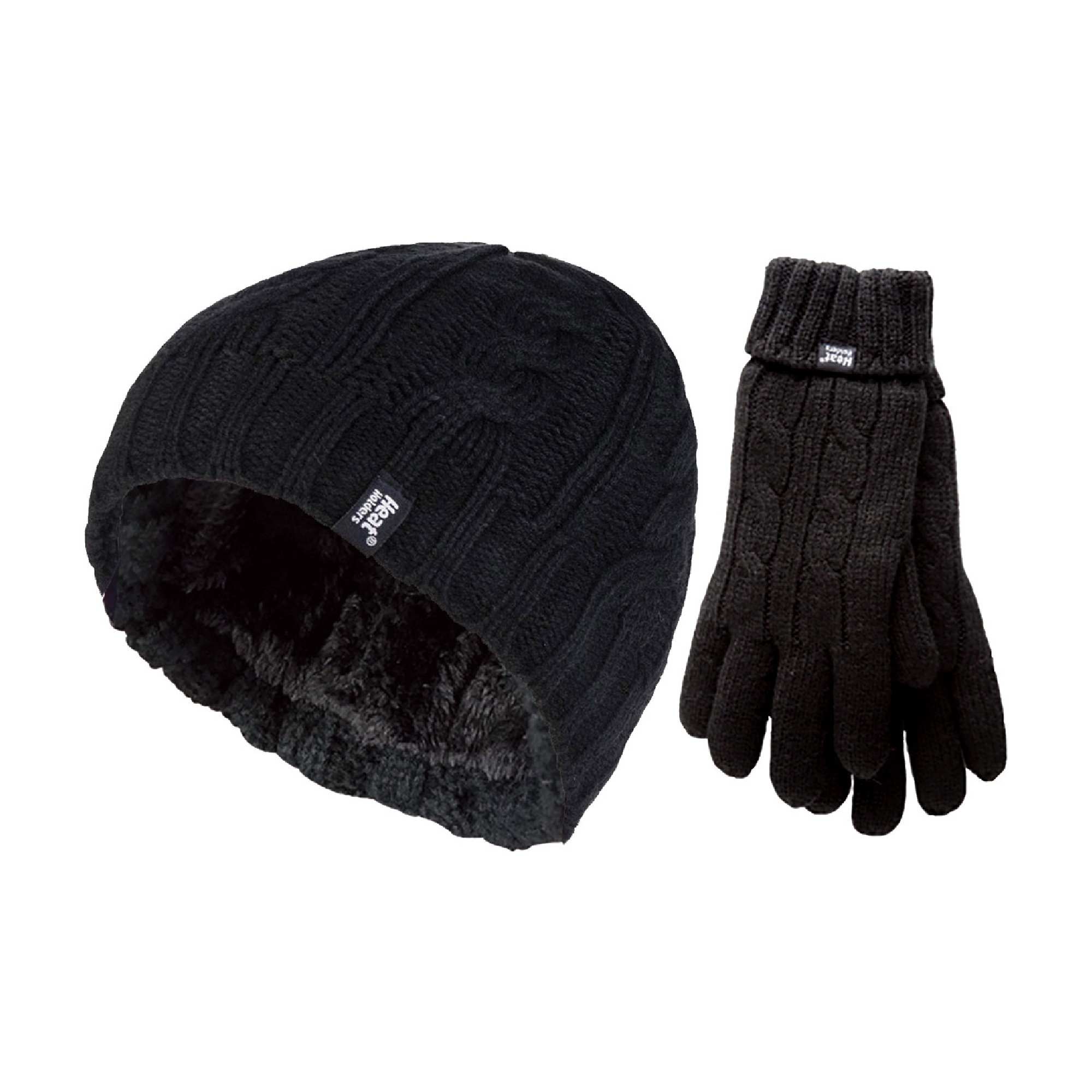 Ladies Fleece Lined Thermal Hat & Gloves Set for Winter