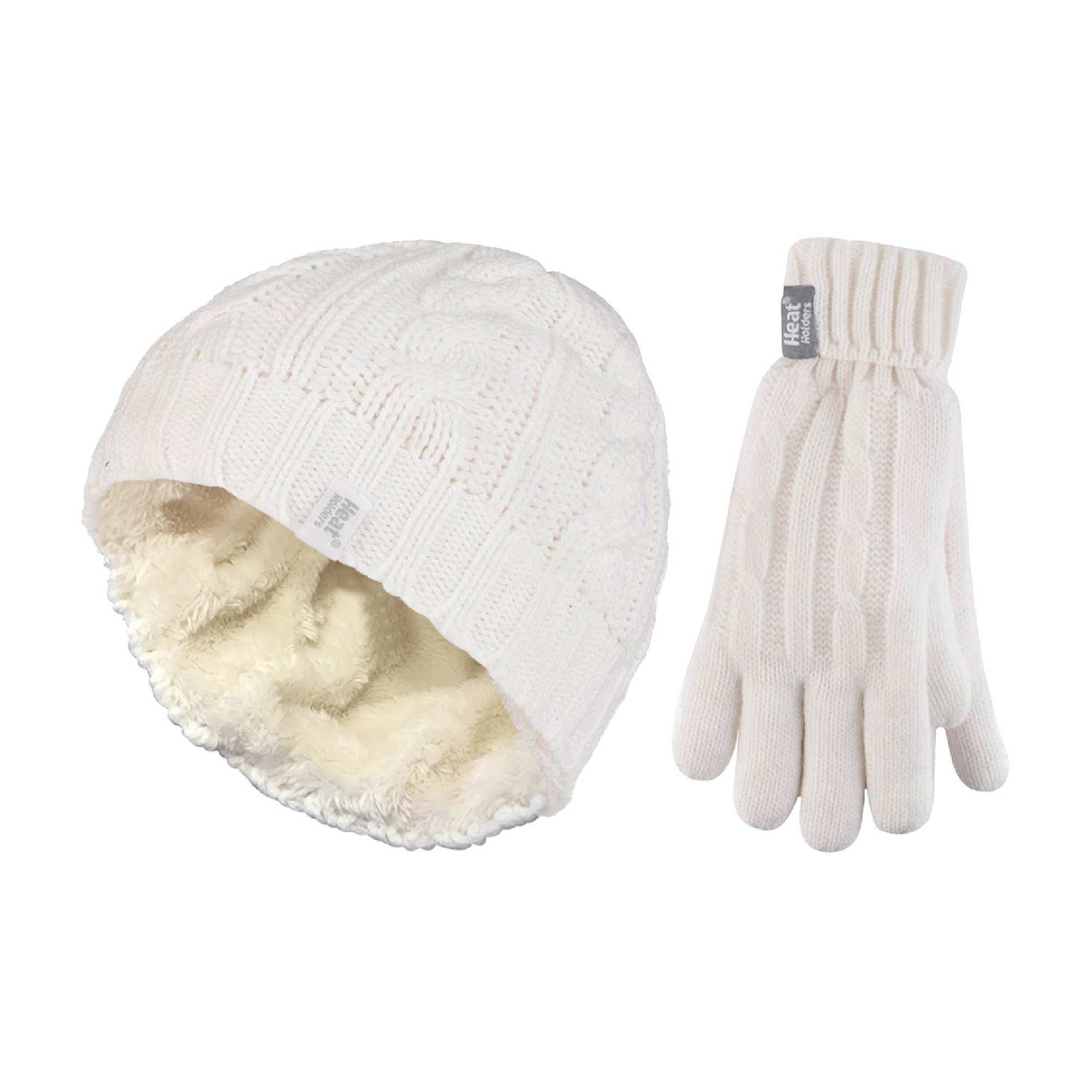 Ladies Fleece Lined Thermal Hat & Gloves Set for Winter