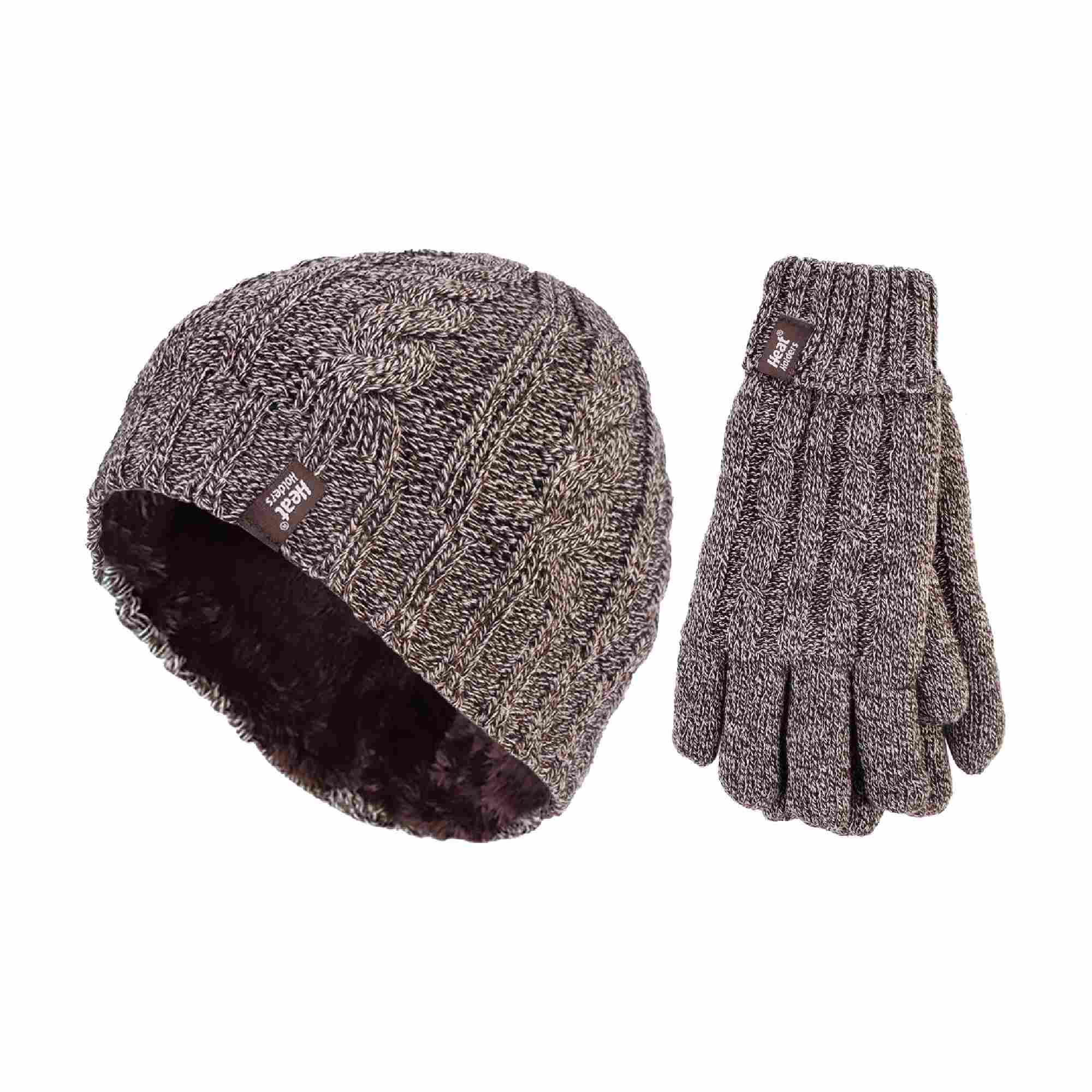 Ladies Fleece Lined Thermal Hat & Gloves Set for Winter