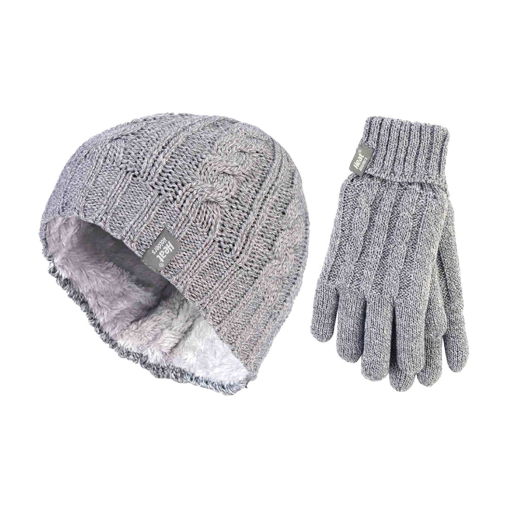 Ladies Fleece Lined Thermal Hat & Gloves Set for Winter