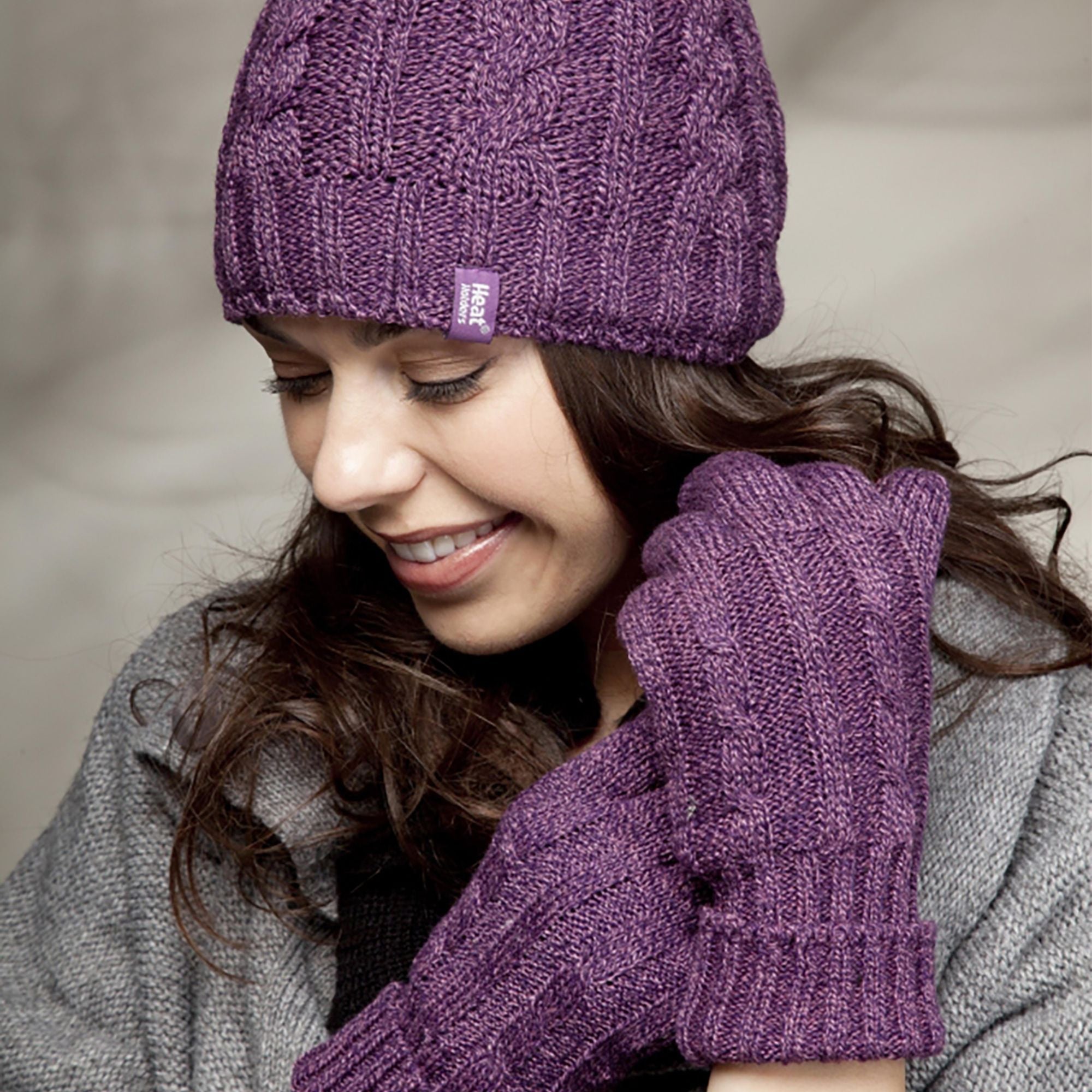 Ladies Fleece Lined Thermal Hat & Gloves Set for Winter