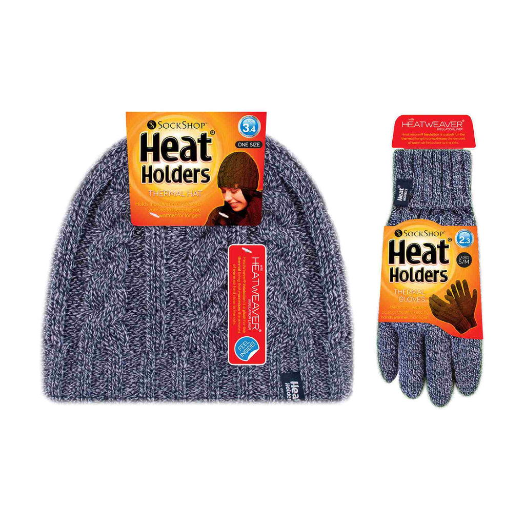 Ladies Fleece Lined Thermal Hat & Gloves Set for Winter