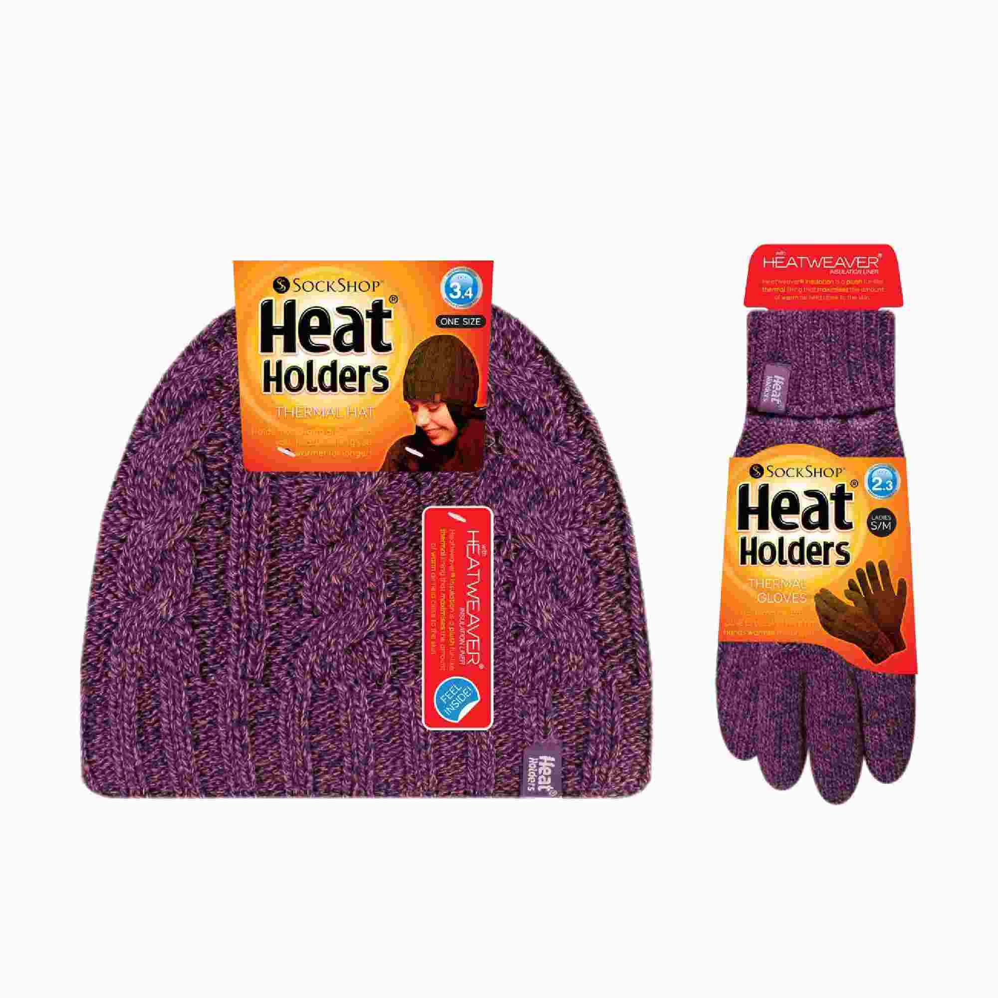 Ladies Fleece Lined Thermal Hat & Gloves Set for Winter