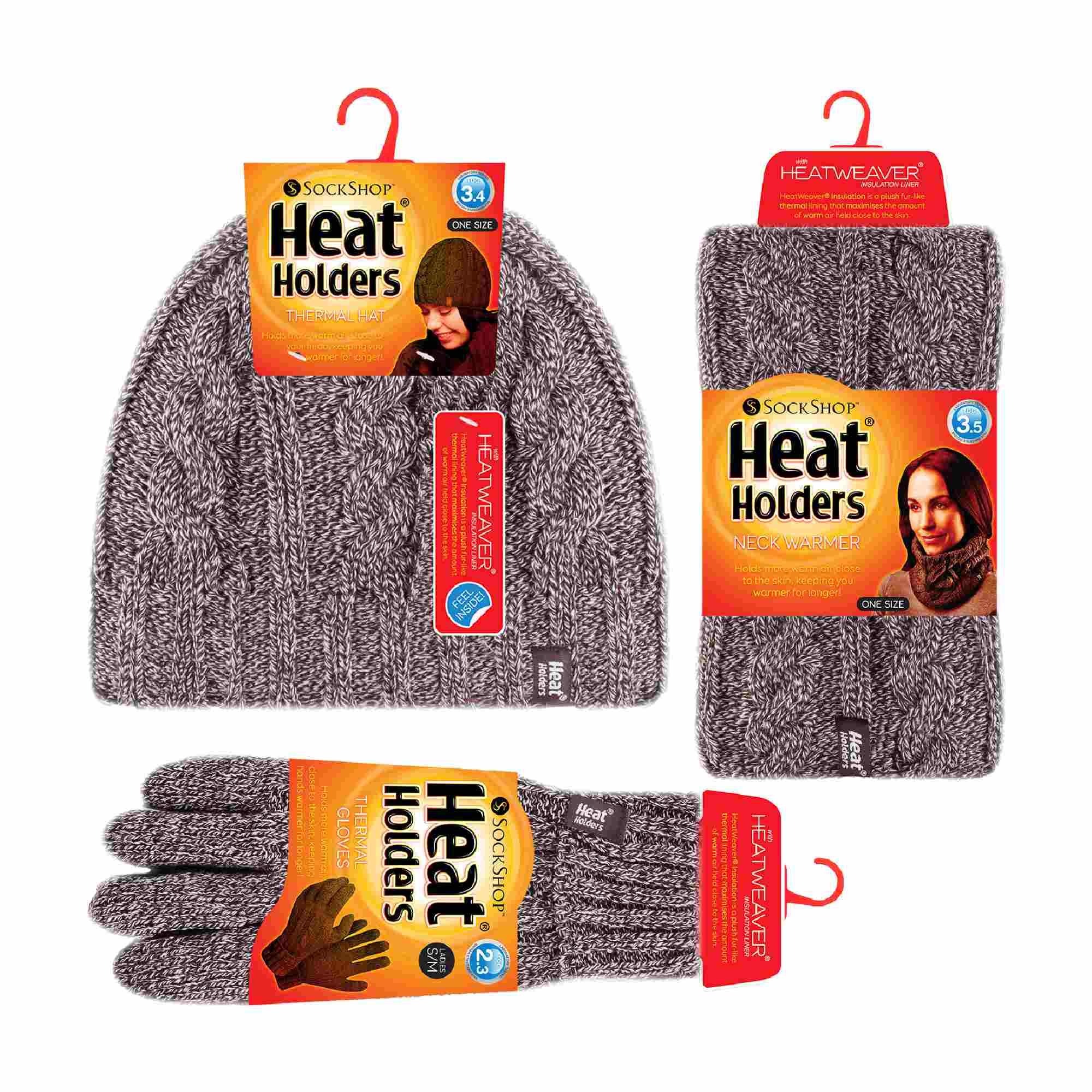 Ladies Fleece Lined Thermal Winter Hat, Neck Warmer & Converter Gloves Set
