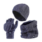 Ladies Fleece Lined Thermal Winter Hat, Neck Warmer & Converter Gloves Set