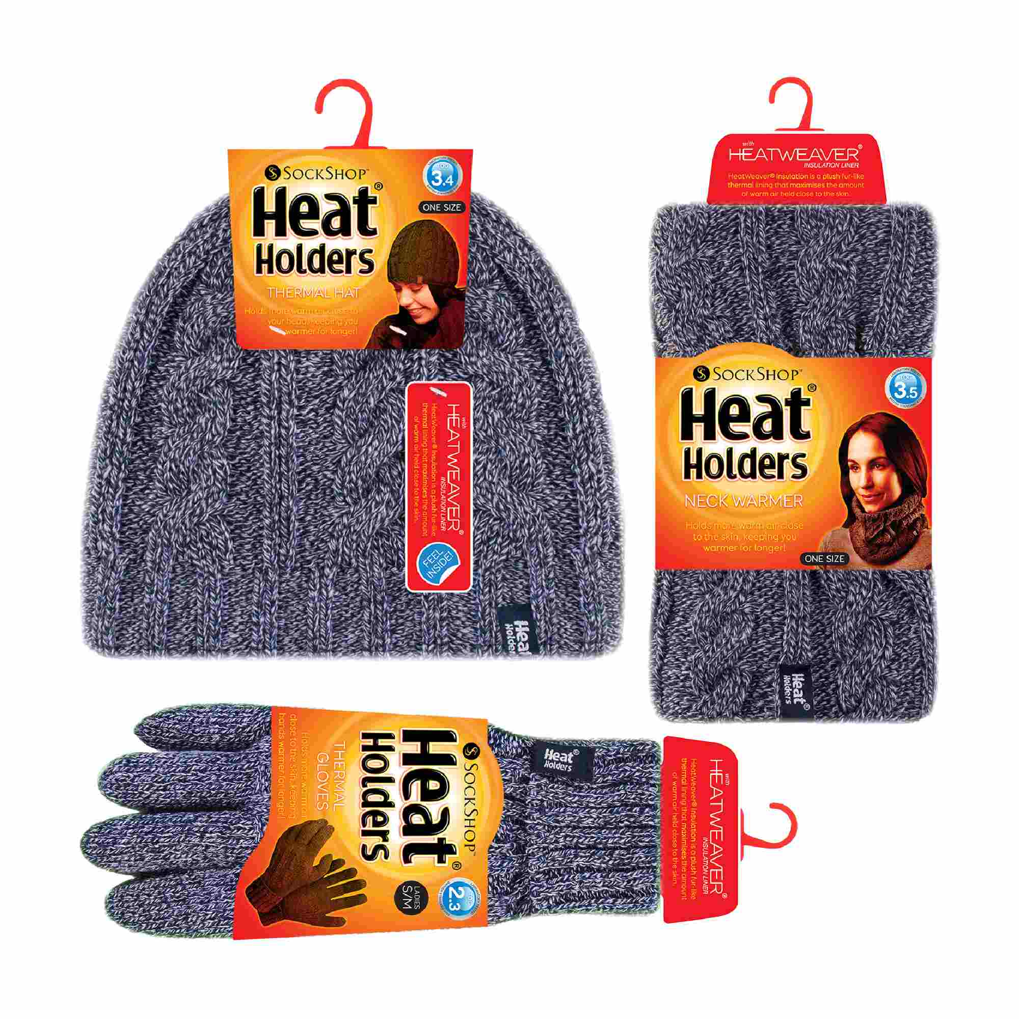 Ladies Fleece Lined Thermal Winter Hat, Neck Warmer & Converter Gloves Set