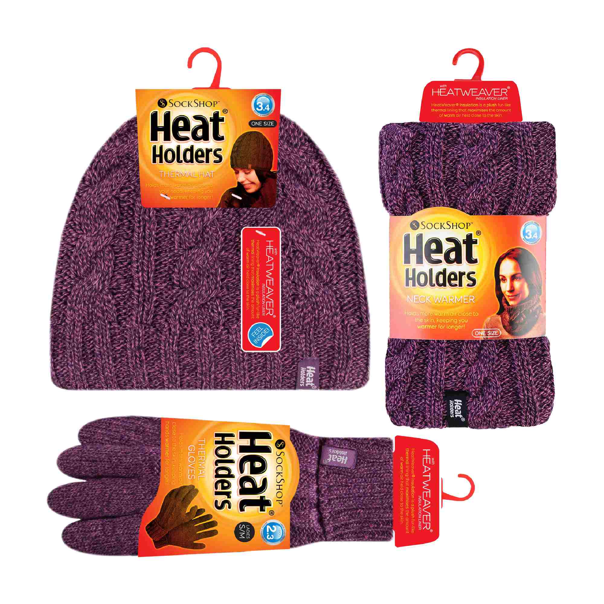 Ladies Fleece Lined Thermal Winter Hat, Neck Warmer & Converter Gloves Set