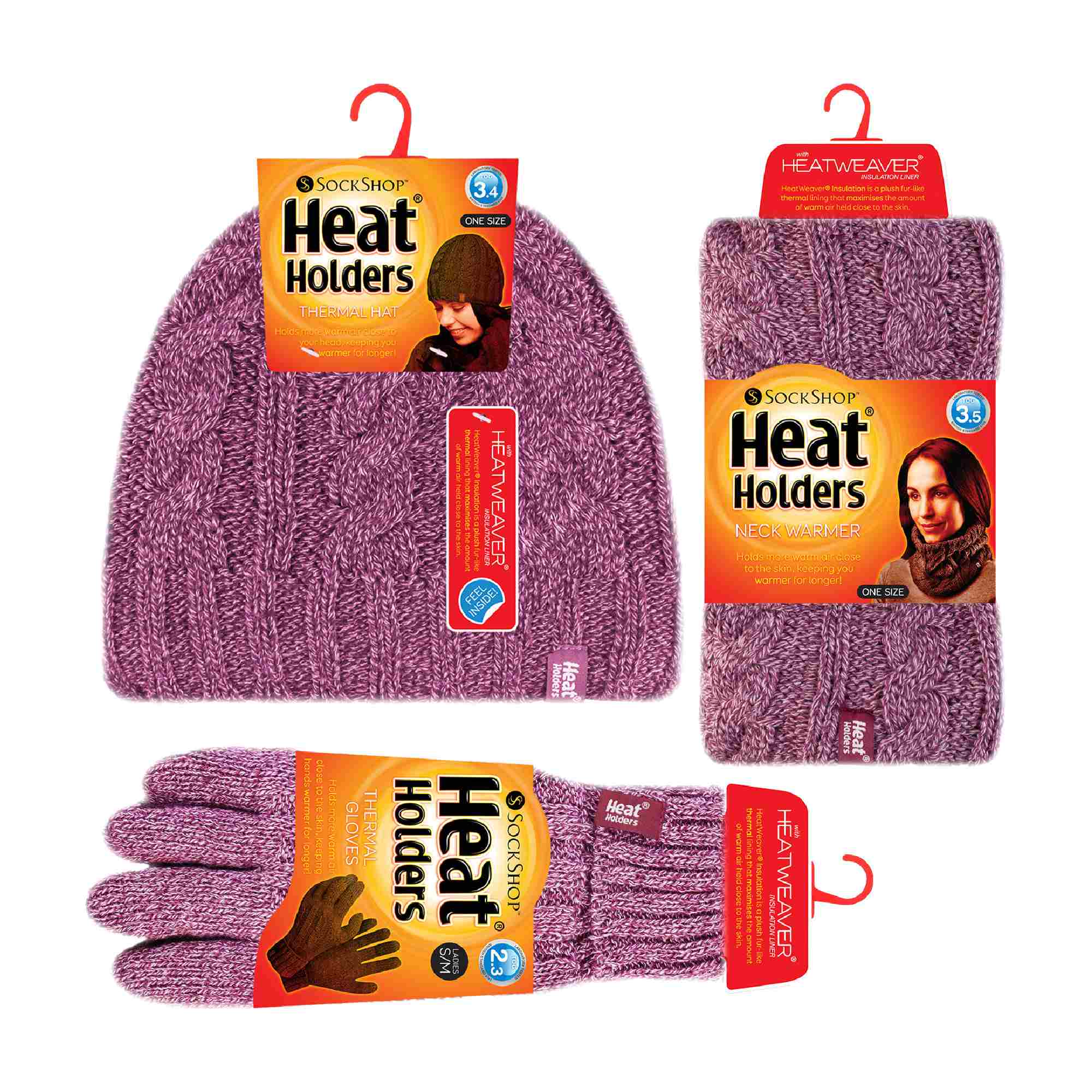 Ladies Fleece Lined Thermal Winter Hat, Neck Warmer & Converter Gloves Set