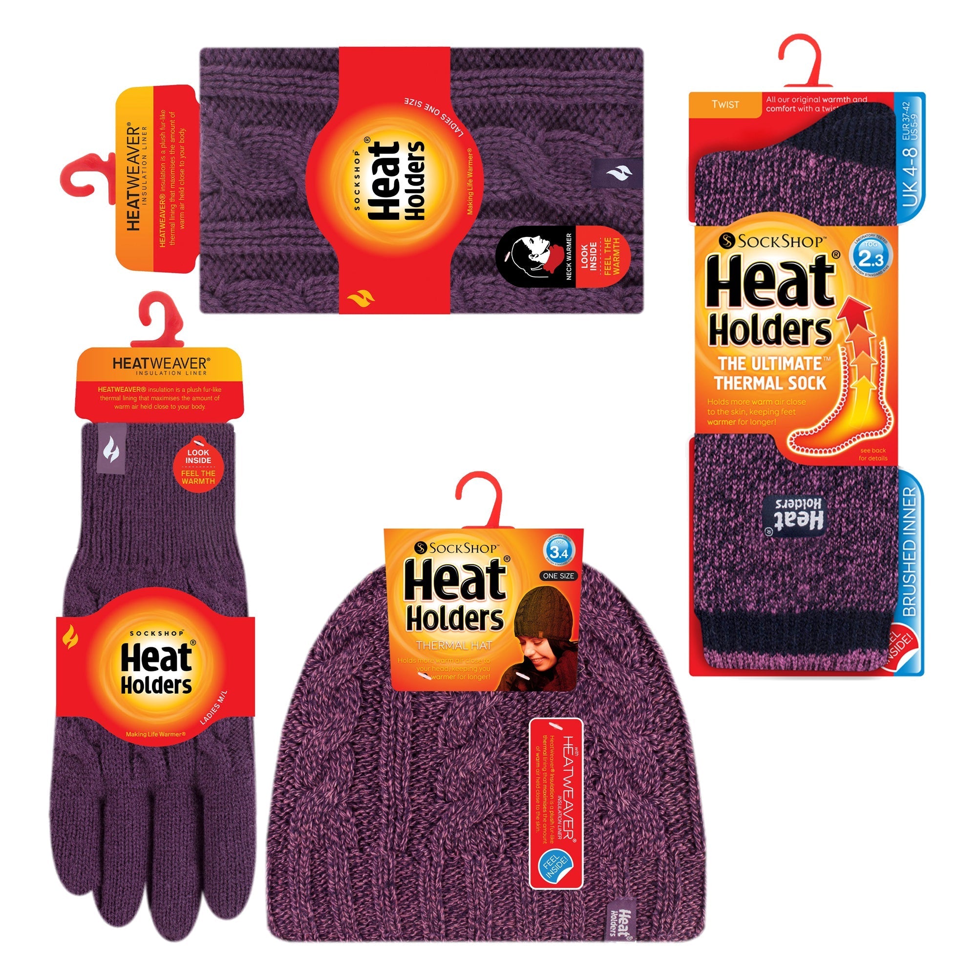 Ladies Winter Thermal Hat, Neck Warmer, Gloves & Socks Set
