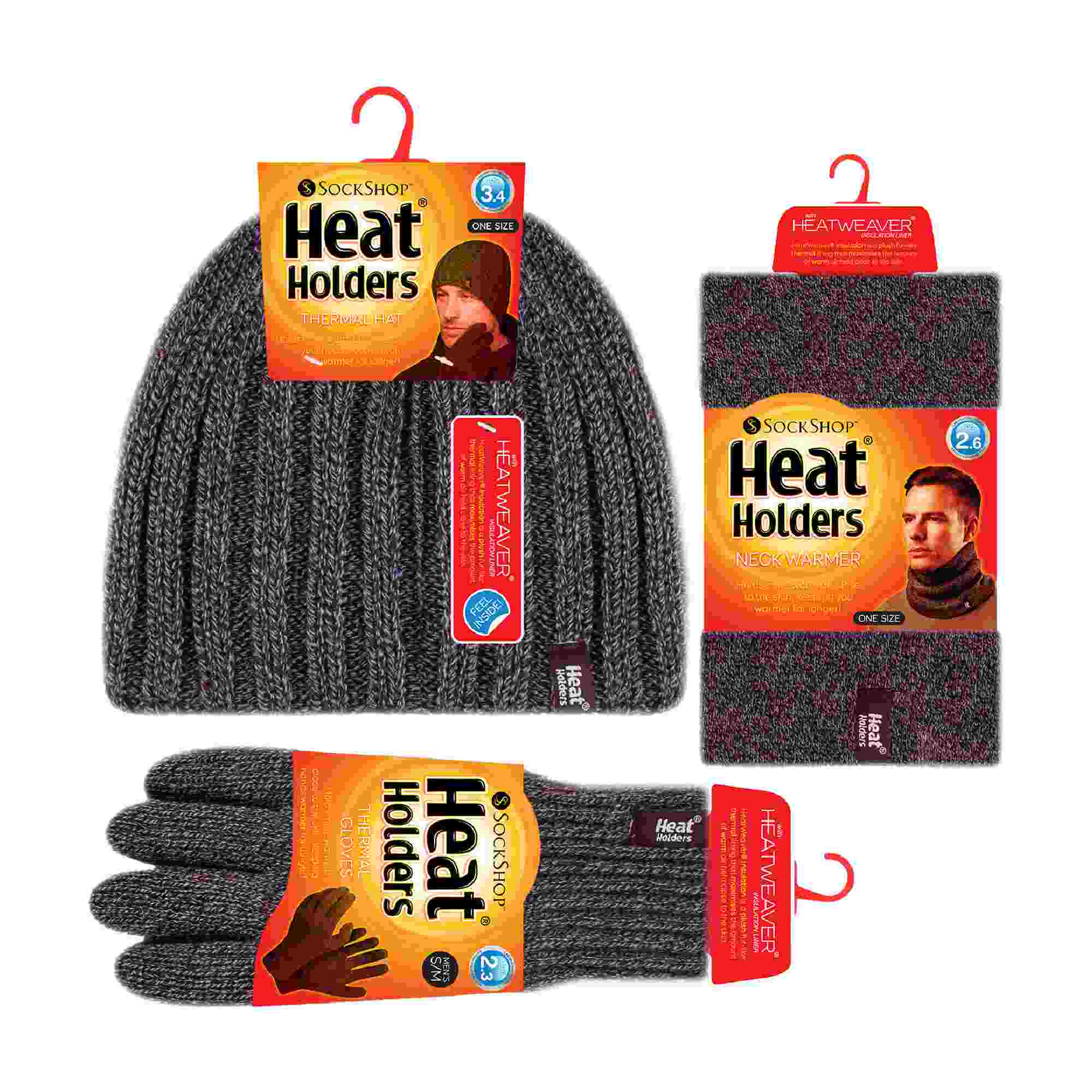 Mens Fleece Lined Thermal Hat & Gloves Set for Winter