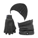 Mens Fleece Lined Thermal Hat & Gloves Set for Winter