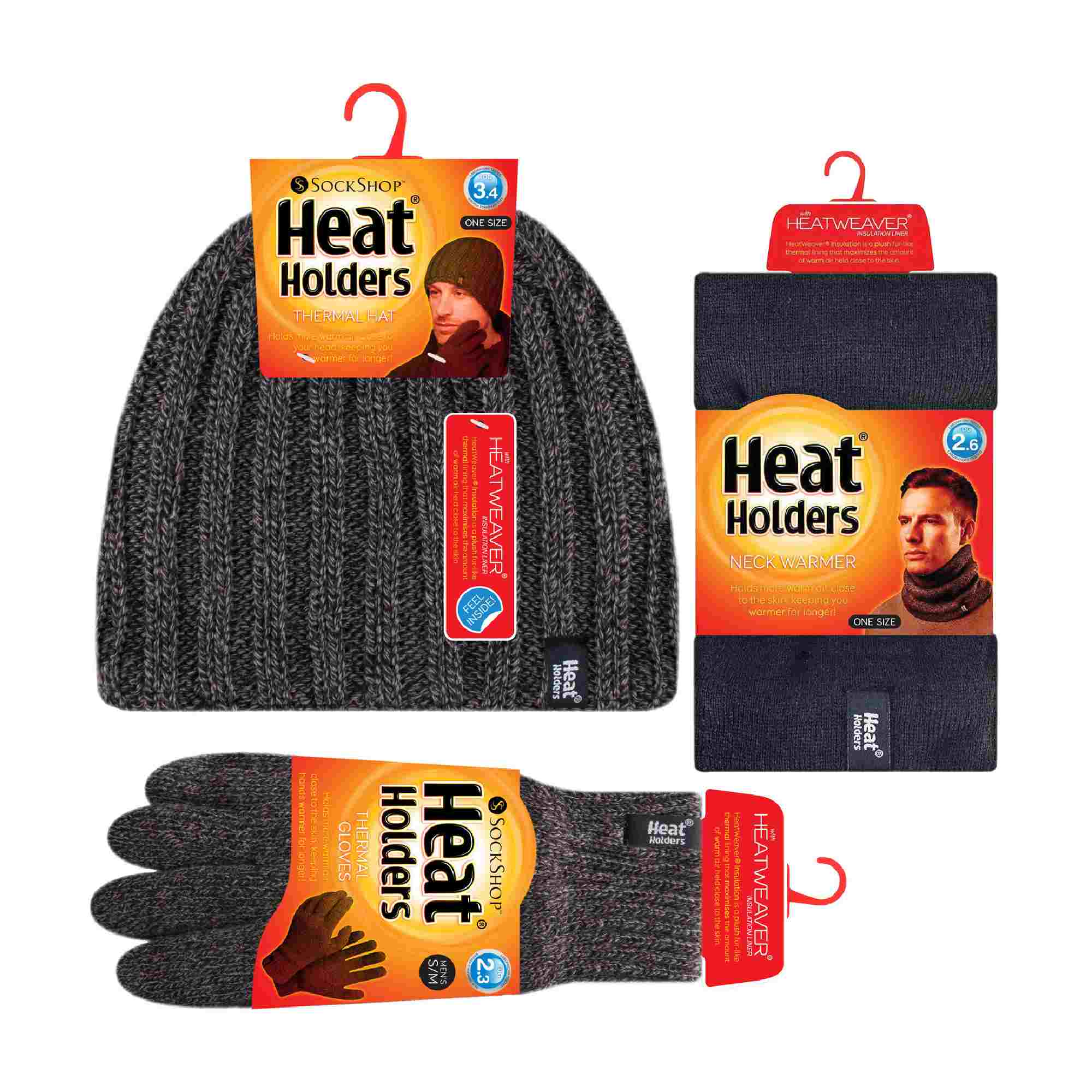 Mens Fleece Lined Thermal Hat & Gloves Set for Winter