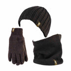 Mens Fleece Lined Thermal Hat & Gloves Set for Winter