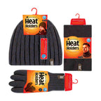 Mens Fleece Lined Thermal Hat & Gloves Set for Winter
