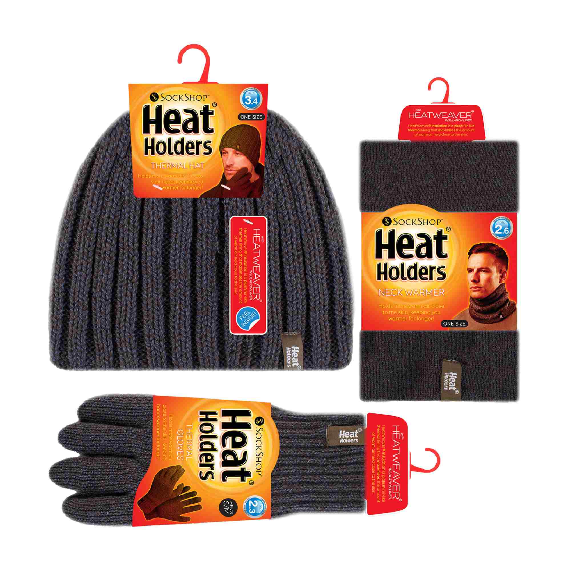 Mens Fleece Lined Thermal Hat & Gloves Set for Winter