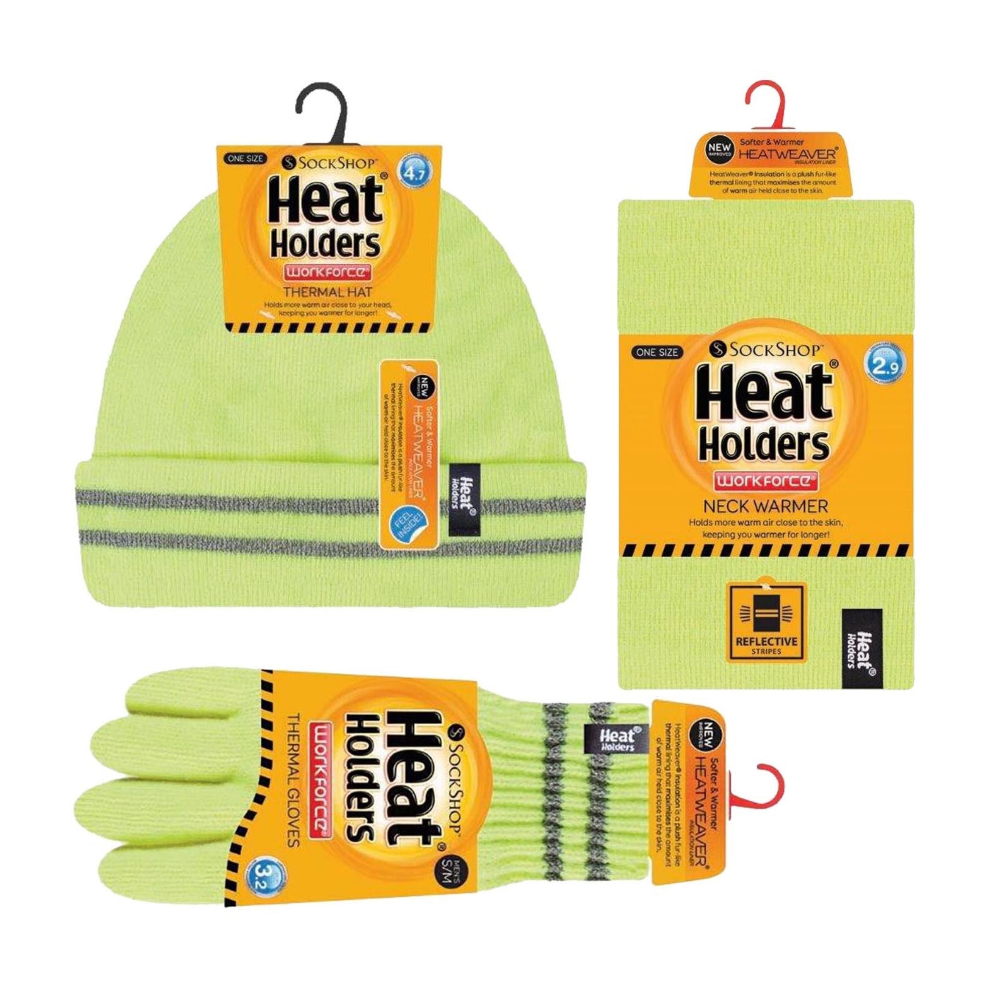 Mens Reflective Cold Weather Workwear Set: Hat, Neck Warmer & Gloves