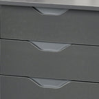 HOMCOM Computer Desk with Drawers, High Gloss Home Office Desk with Storage Cabinet, Study Workstation, 120 x 60cm, Grey