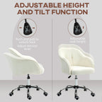 HOMCOM Teddy Fleece Swivel Office Chair - Cream