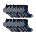 12 Pair Mens Black Low Cut Cycling Socks for Running, Gym & Sport