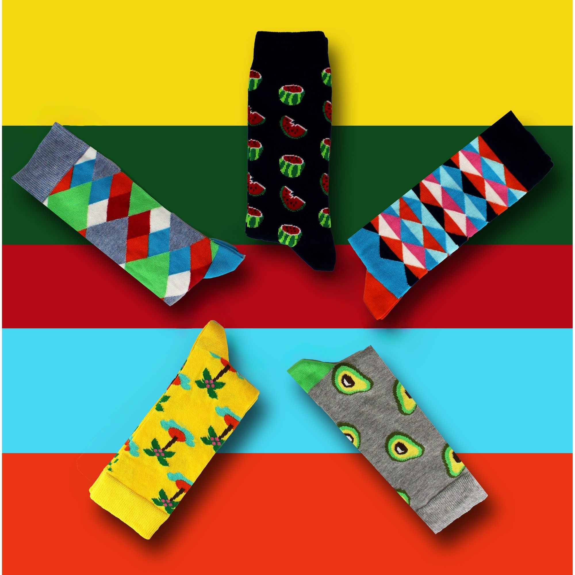 Tropical Vibes Dress Mens Socks - Pack of 3 Fashionable Novelty Socks
