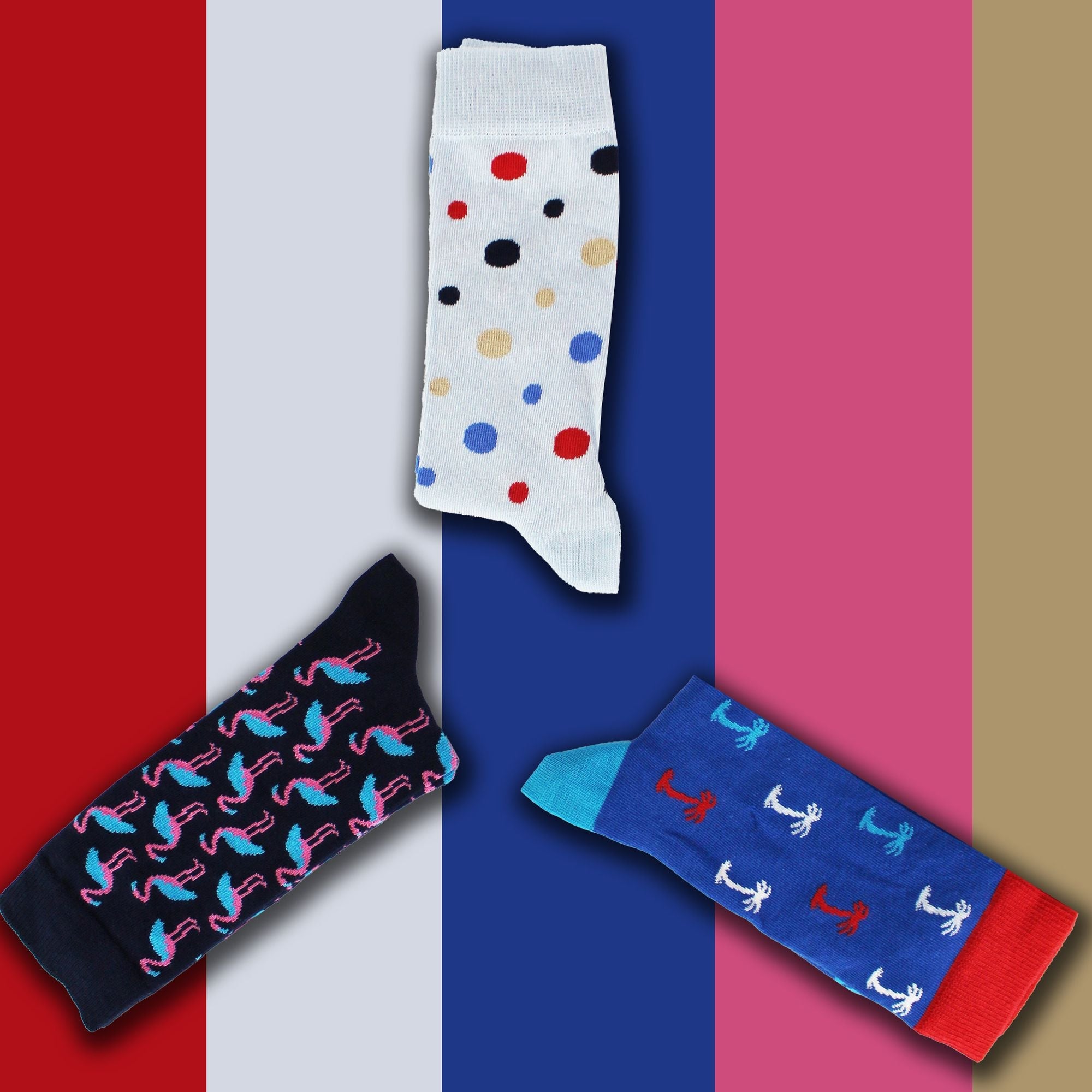 Set of 3 Fun and Stylish Novelty Summer Vibes Dress Mens Socks